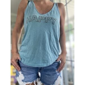 ZADIG & VOLTAIRE light blue sleeveless tank silver metal detail Cotton S